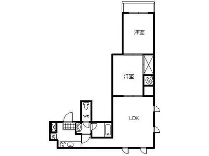 マウスフィールド6(2LDK/8階)の間取り写真
