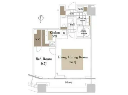 コンシェリア西新宿タワーズウエスト(1LDK/24階)の間取り写真