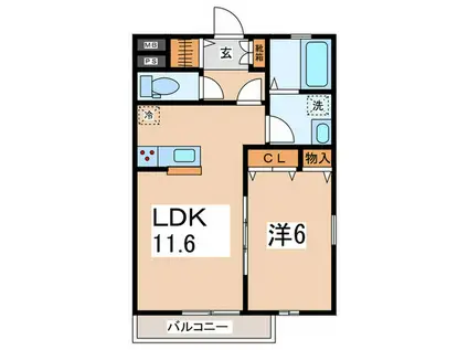 アムールイルヴィラージュ(1LDK/1階)の間取り写真