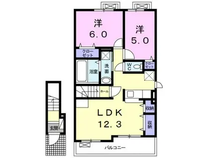 ロジュモン(2LDK/2階)の間取り写真