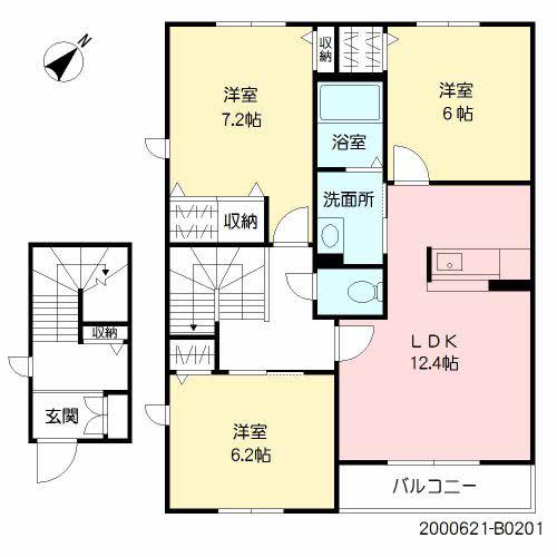 パストラル久留米 A(3LDK/2階)の間取り写真