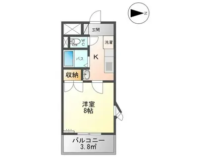 グランドール弐番館(1K/1階)の間取り写真