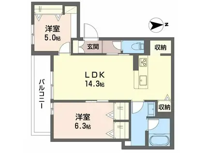 スプレンドーレ新金岡(2LDK/3階)の間取り写真