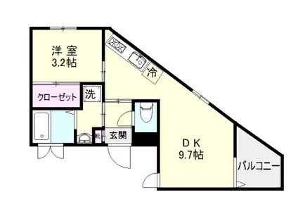 プランドールA(1DK/3階)の間取り写真