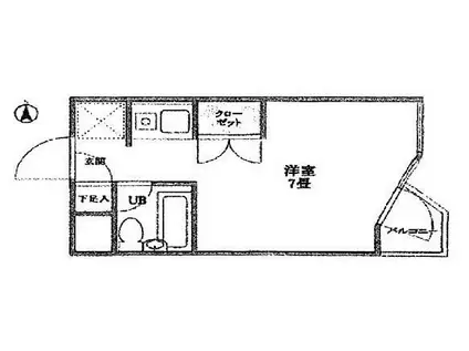 フェルテシモ田園調布(1K/2階)の間取り写真