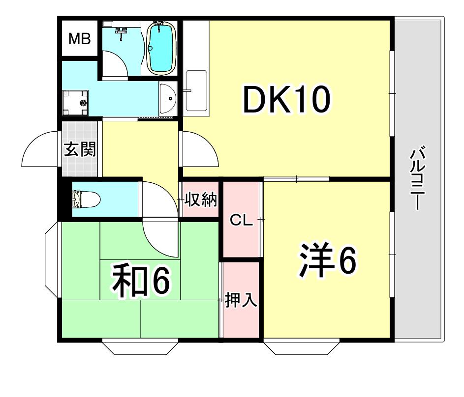 ファイン舞子坂(2DK/2階)の間取り写真