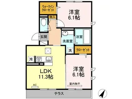 レグルス C棟(2LDK/1階)の間取り写真