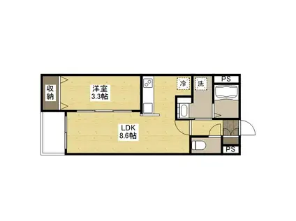 月光福山東弐番館(1LDK/2階)の間取り写真