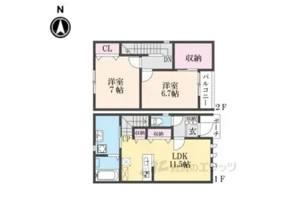 グランメゾン王寺南(2LDK/2階)の間取り写真