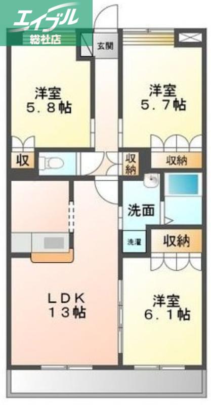 ボンヌールラパン(3LDK/1階)の間取り写真