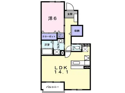 ブリーズSUZUKA(1LDK/1階)の間取り写真