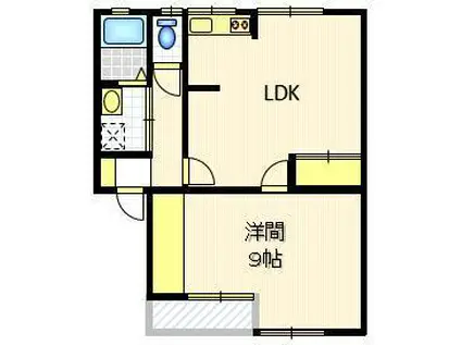 ＪＲ常磐線 水戸駅 徒歩67分 2階建 築37年(1LDK/2階)の間取り写真