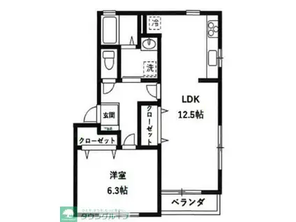 クレールII(1LDK/1階)の間取り写真