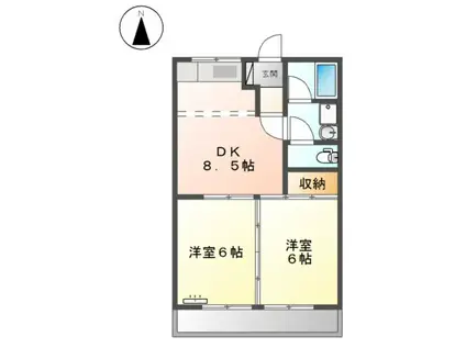 加賀野コーポII(2DK/2階)の間取り写真