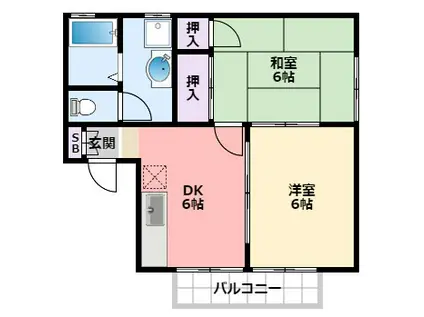 セジュール九番町(2DK/2階)の間取り写真