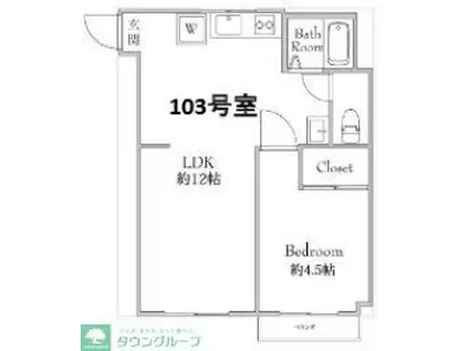 REZET北松戸(1LDK/1階)の間取り写真