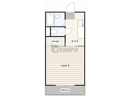 夢ハウス386 A(1K/2階)の間取り写真