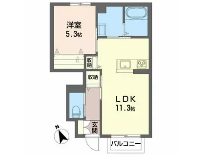 シャーメゾン アトリエール(1LDK/1階)の間取り写真