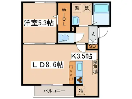 ウェザリア(1LDK/1階)の間取り写真