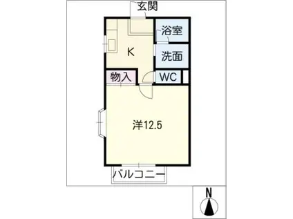パームタウン東栄(1K/2階)の間取り写真