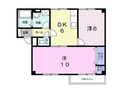 フォンテーヌシャトレI(2DK/2階)の間取り写真