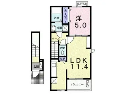 ティアモ・グロリオーサ II(1LDK/2階)の間取り写真