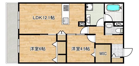 LA MAISON 千年(2LDK/1階)の間取り写真