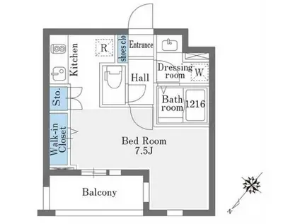 LA DOUCEUR巣鴨イースト(ワンルーム/1階)の間取り写真