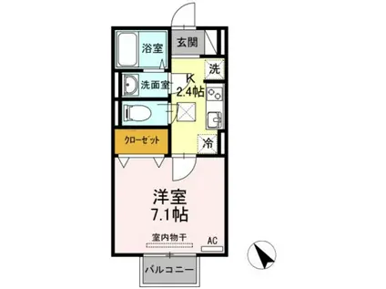 ホープハウスII(1K/1階)の間取り写真