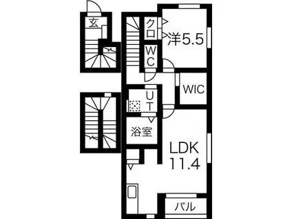 ランシェIII(1LDK/3階)の間取り写真