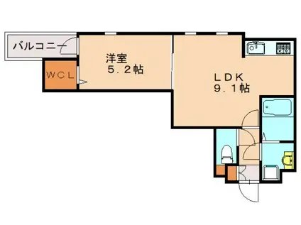 アルヴィータ博多(1LDK/3階)の間取り写真