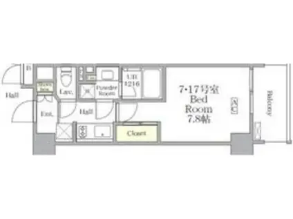 THE MUTUAL江坂(1K/9階)の間取り写真