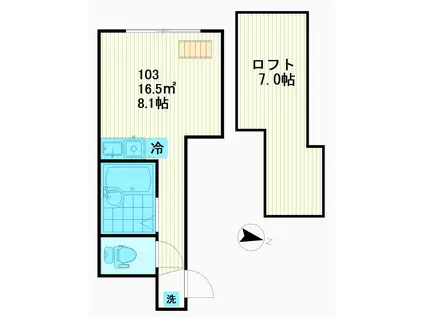 インベスト大崎III(ワンルーム/1階)の間取り写真