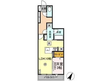 ソラリス(1LDK/1階)の間取り写真