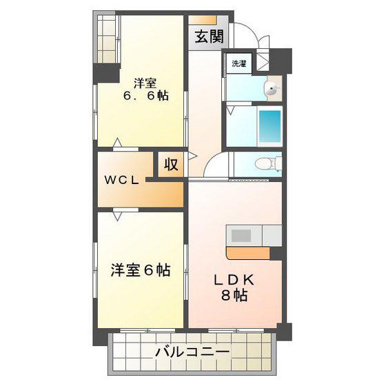 栗真MSビル(2LDK/3階)の間取り写真