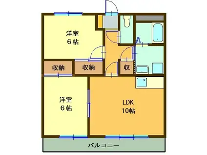 エスティ阪田(2LDK/2階)の間取り写真