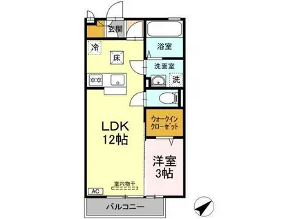 ポートボヌール(1LDK/1階)の間取り写真