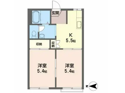 グリーンハイマート(2K/2階)の間取り写真