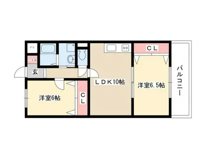 アーバンコートS1(2LDK/1階)の間取り写真
