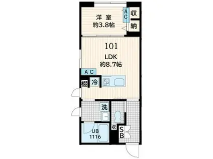 FULLA恵比寿(1LDK/1階)の間取り写真