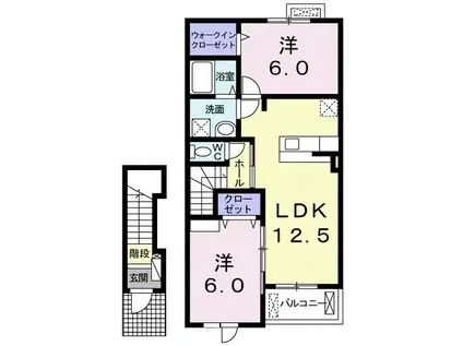 グランディール(2LDK/2階)の間取り写真