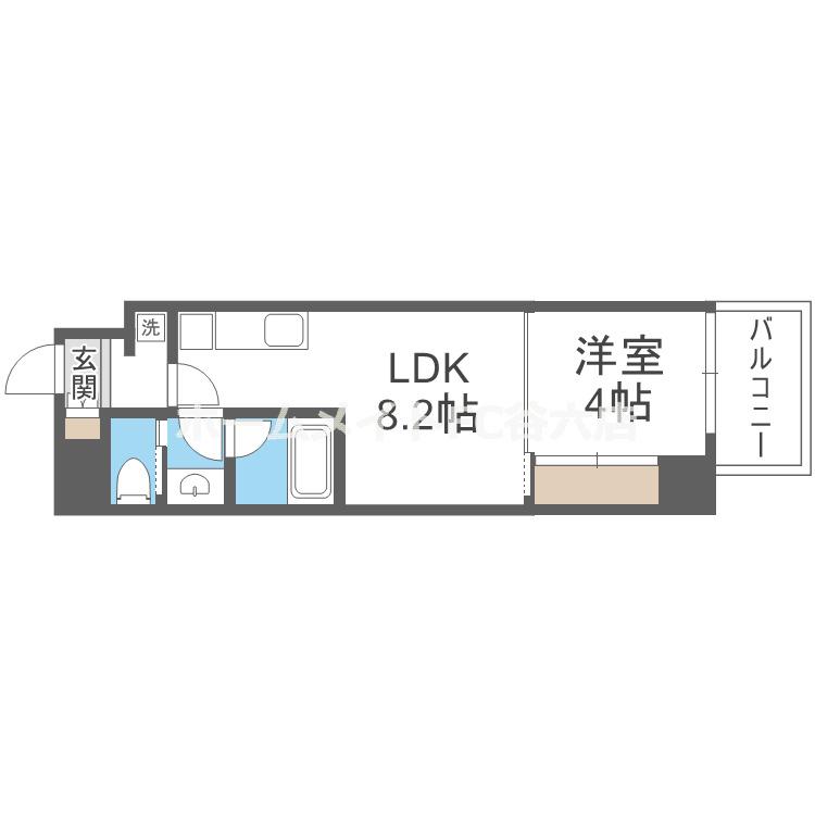 ブエナビスタ桜ノ宮イースト(1LDK/4階)の間取り写真
