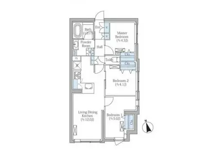 COMPOSITE新宿三丁目(3LDK/5階)の間取り写真