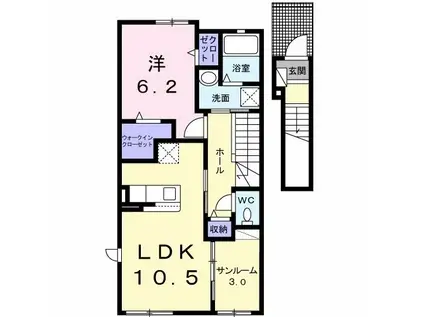 MT.HUTT 青柳(1LDK/2階)の間取り写真