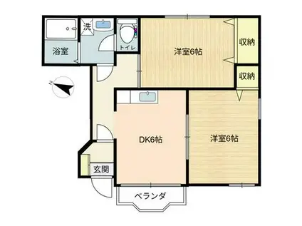 パレット(2DK/1階)の間取り写真