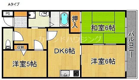 サン・シード(3DK/2階)の間取り写真