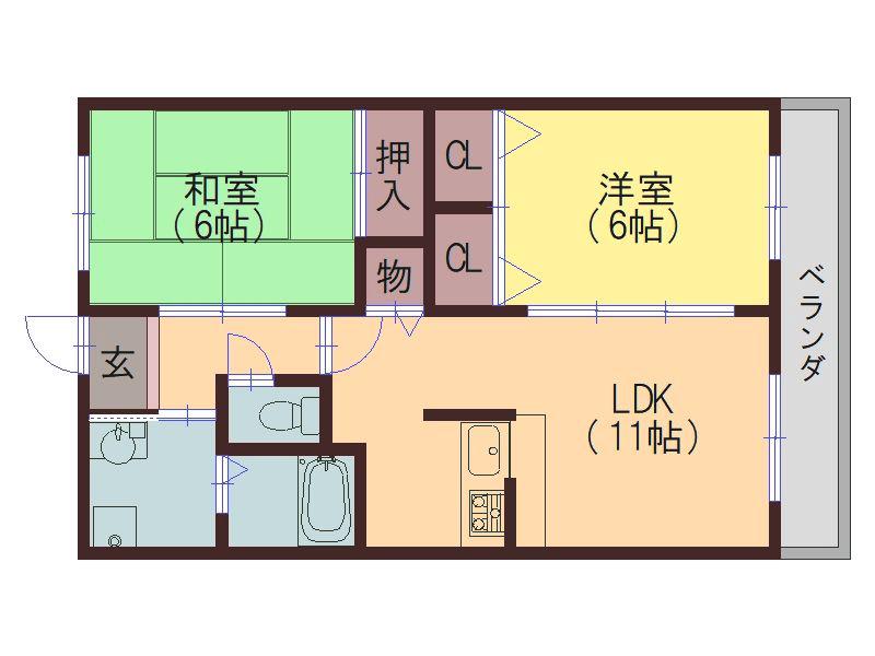 エトワール喜連(2LDK/3階)の間取り写真
