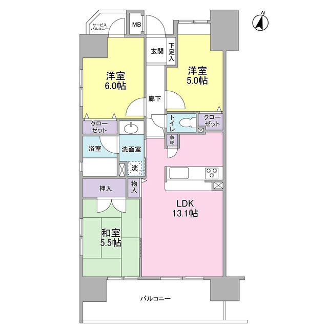 グランカーサ新小岩(3LDK/7階)の間取り写真