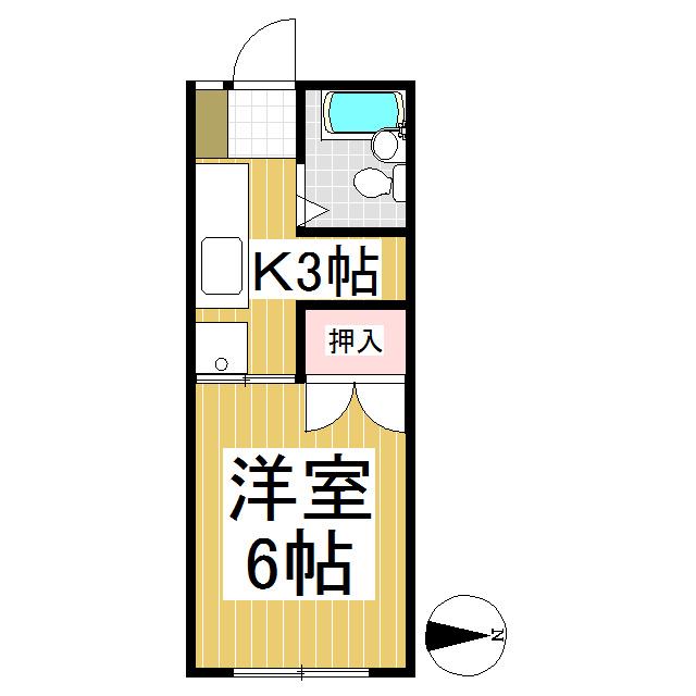 オーロラ上田(1K/2階)の間取り写真