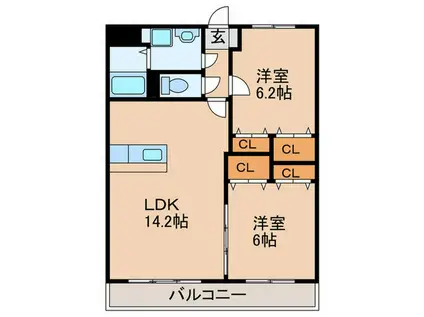 エクレール(2LDK/2階)の間取り写真